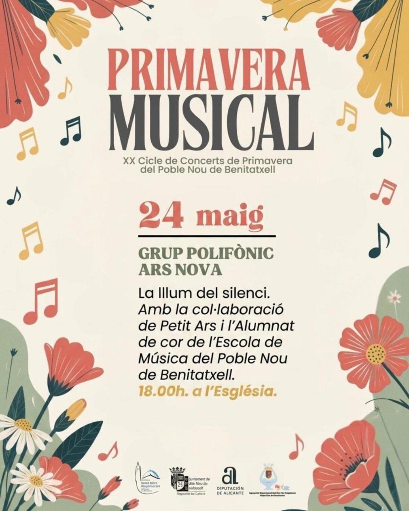 Poster del concierto de Ars Nova en el Poble Nou de Benitatxell el 24 de mayo