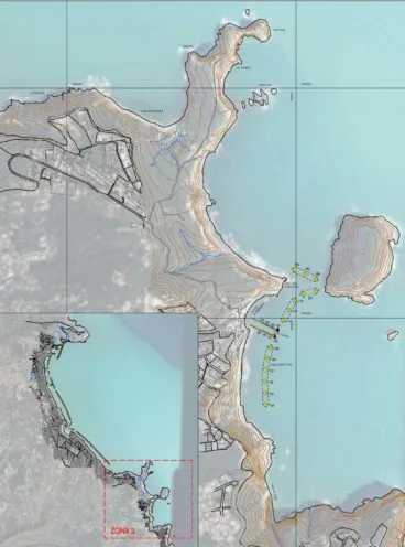 Plano del proyecto de balizamiento en el Freu del Portitxol, Xàbia