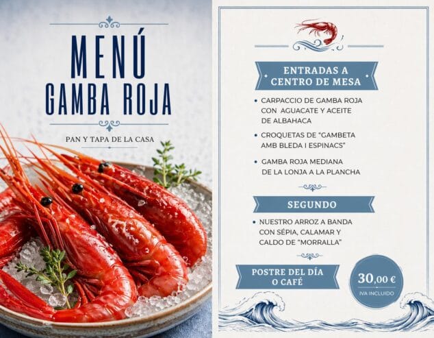 Imagen: Menú de Gamba Roja en Amarre 152