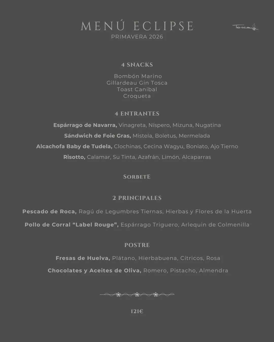 Menú Eclipse Primavera 2026