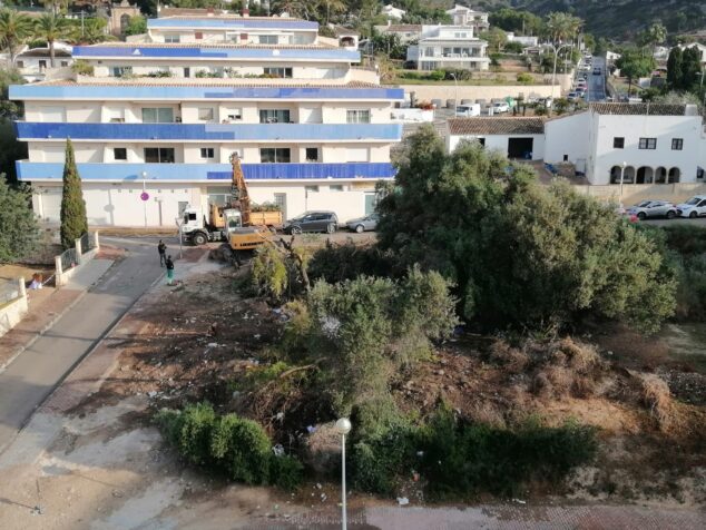 Imagen: Trabajos de limpieza de la parcela abandonada en Xàbia