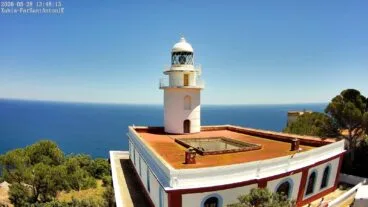 Vista del faro del Cabo San Antonio desde la webcam instalada