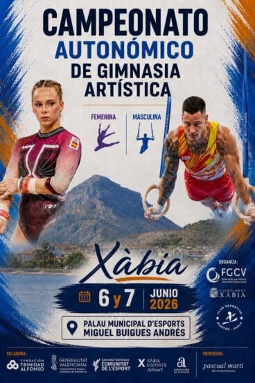Cartel de la competición de gimnasia en Xàbia