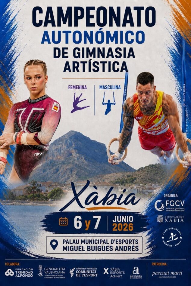 Imagen: Cartel de la competición de gimnasia en Xàbia