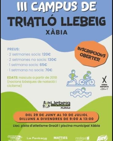 Cartel del Campus de Triatló para niños del CE Llebeig Xàbia