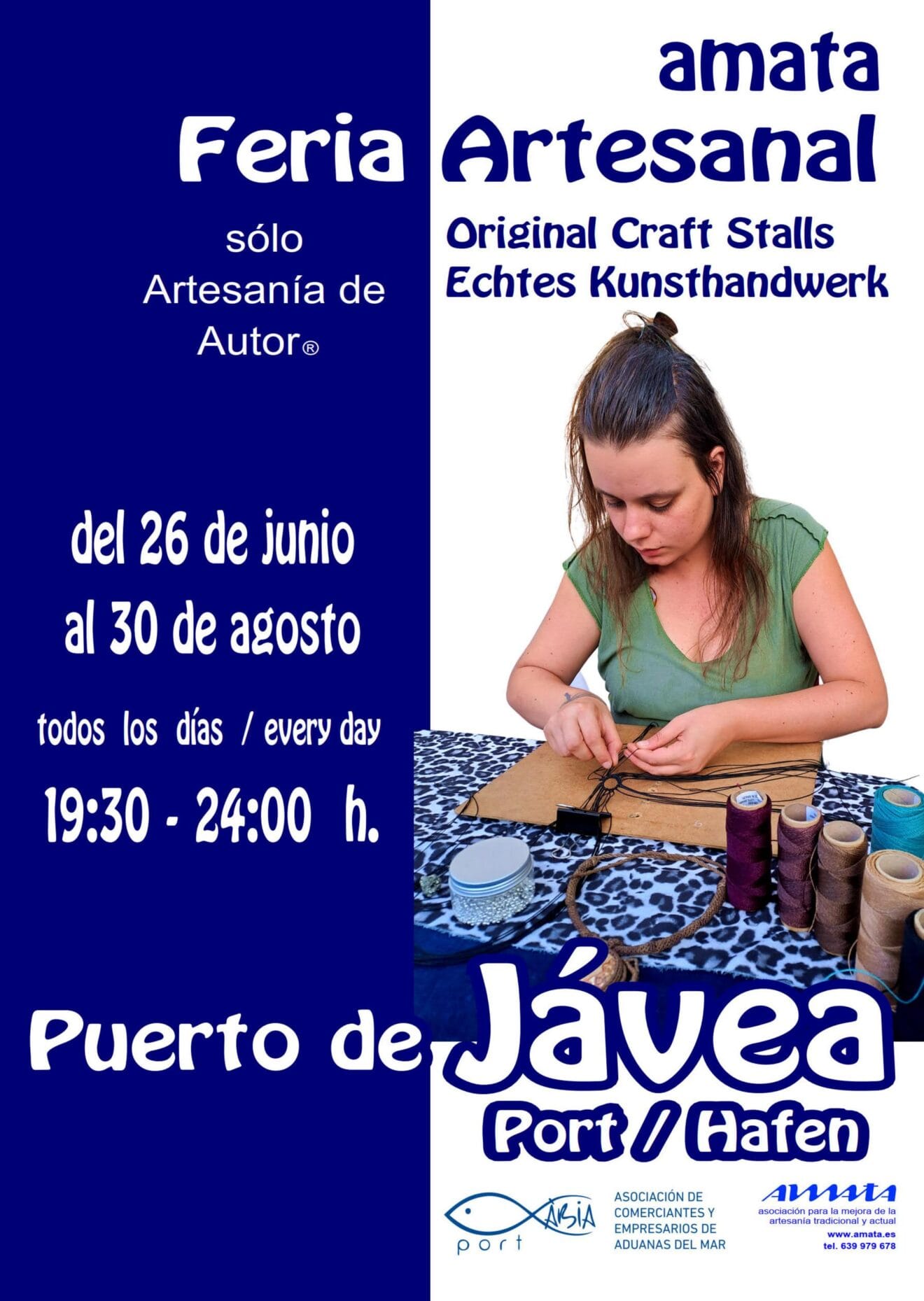 Cartel de la Feria de Artesanía de Verano en el Puerto de Jávea