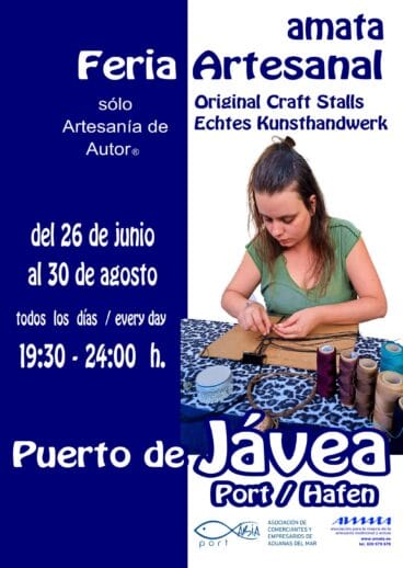 Cartel de la Feria de Artesanía de Verano en el Puerto de Jávea