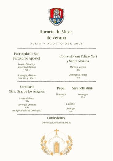 Horario Misas Verano 2026 Xàbia