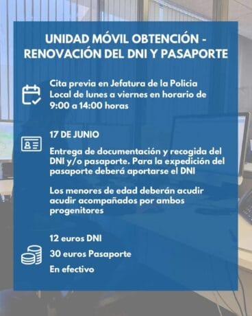 Infografía de la unidad móvil de DNI y Pasaporte en Xàbia