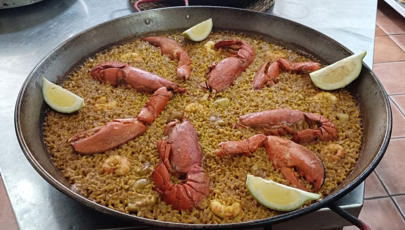 Paella de marisco con bogavante