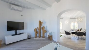 Salón luminoso de la propiedad con chimenea y acceso directo a la terraza