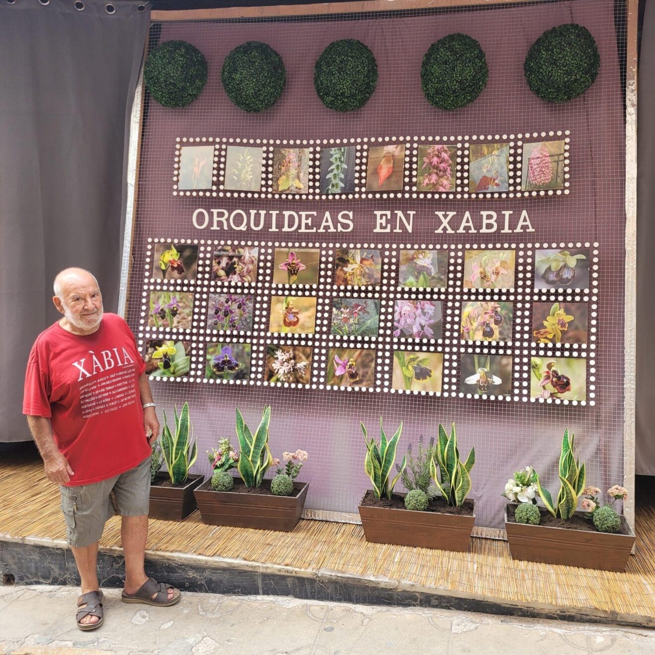 Angel Hernandez y el panel de orquídeas en Xàbia