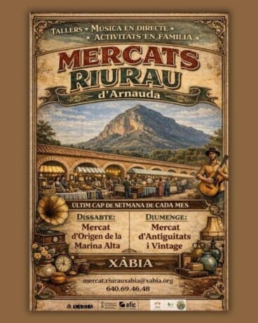 Cartel de actividades del Riurau d’Arnauda en Xàbia