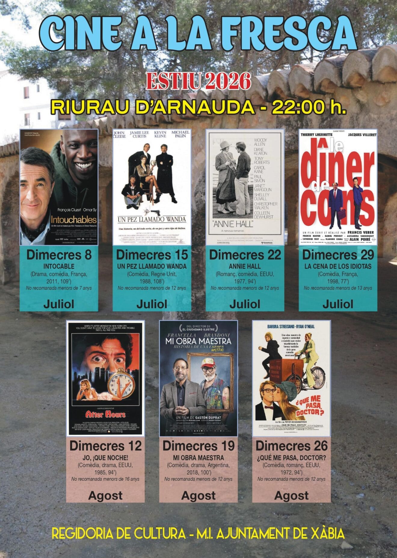 Cartel del ciclo "Cine a la Fresca" en Xàbia 2026