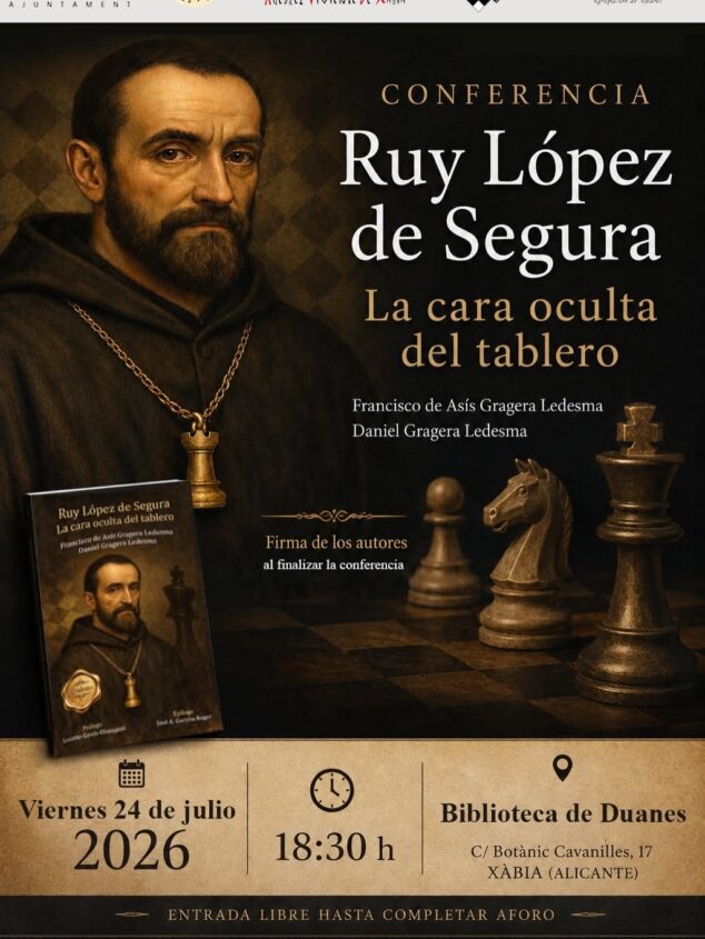 Imagen: Cartel de la conferencia en la Semana Cultural del Ajedrez en Xàbia