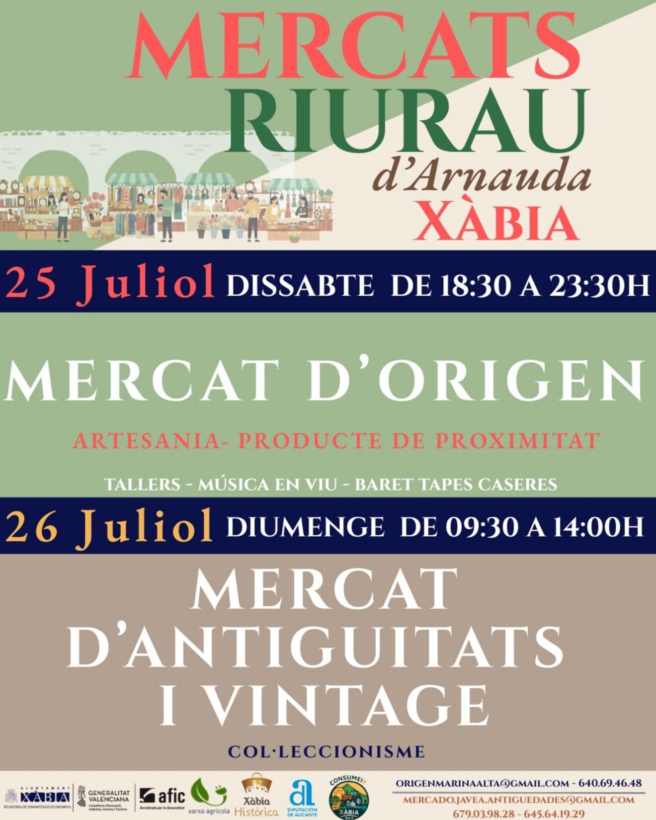 Cartel promocional de los Mercats Riurau d'Arnauda en Xàbia