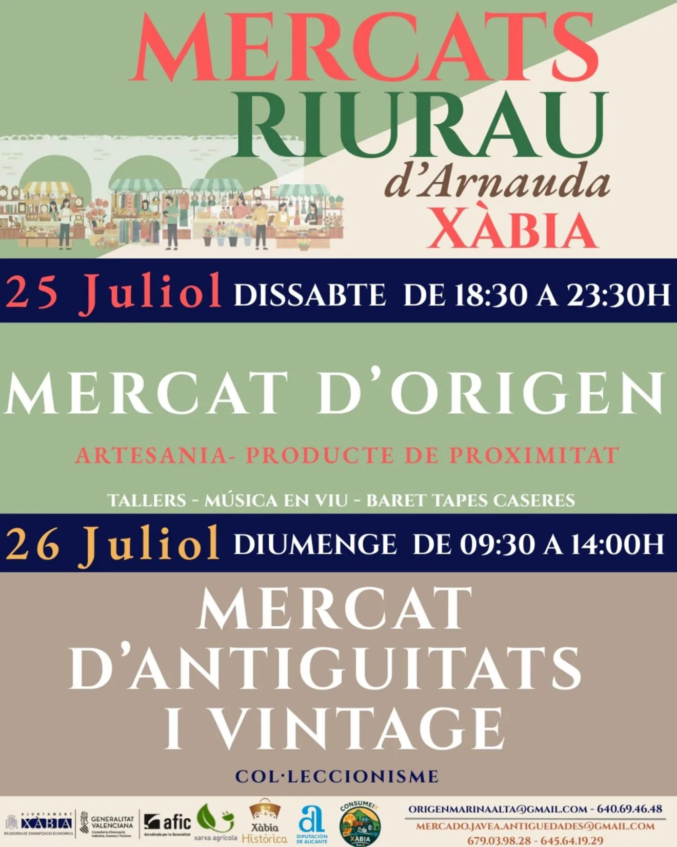 Cartel promocional de los Mercats Riurau d'Arnauda en Xàbia