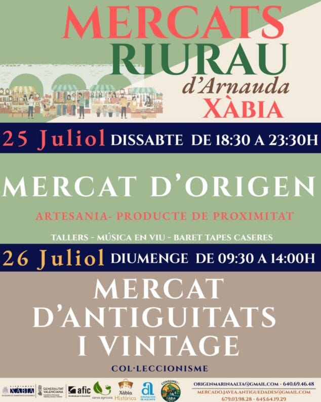 Imagen: Cartel Mercats Riurau d'Arnauda Xàbia julio