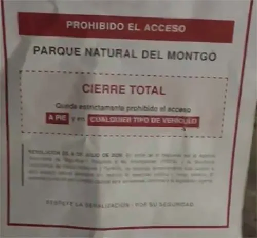 Imagen: Cartel que prohibe el paso por la alerta