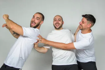 Los percusionistas Carlos, Adrià y Guillem