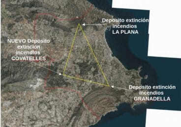 Mapa de ubicación de los depósitos de extinción de incendios en Xàbia