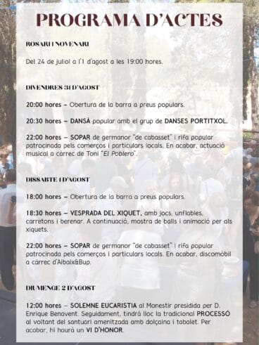 Programa de actos de las Fiestas de la Plana