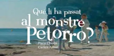 Imagen promocional del videoclip "Què li ha passat al monstre Petorro?", grabado en Xàbia con varios niños.