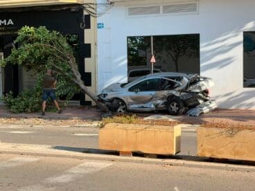 Accidente Avenida Trenc d’Alba: coche siniestrado y árbol caído