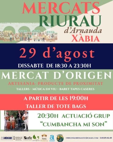 Cartel del Mercat d’Origen en el Riurau d’Arnauda de Xàbia