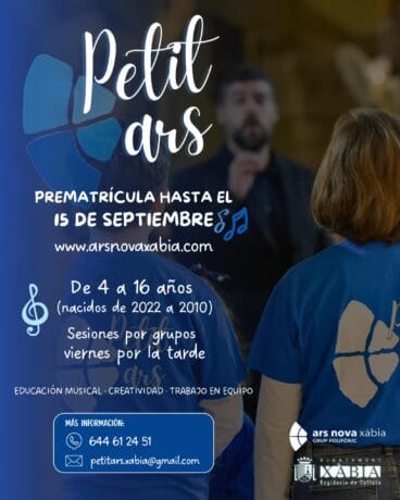 Cartel de preinscripción del coro Petit Ars de Xàbia
