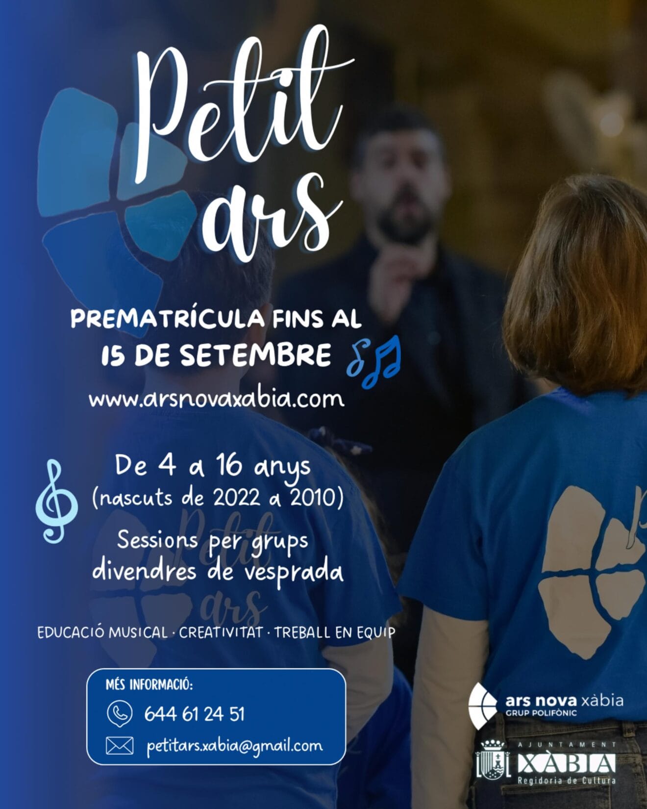 Cartel de preinscripción del coro infantil Petit Ars de Xàbia