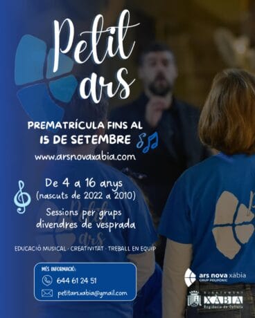 Cartel de preinscripción del coro infantil Petit Ars de Xàbia