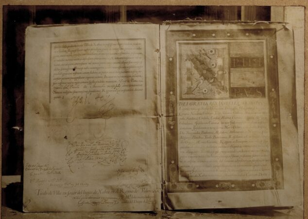 Imagen: Concesión del título de villa real otorgado por Felipe III de Austria a Xàbia el año 1613 (documento original del Archivo Municipal de Xàbia destruido el año 1936)