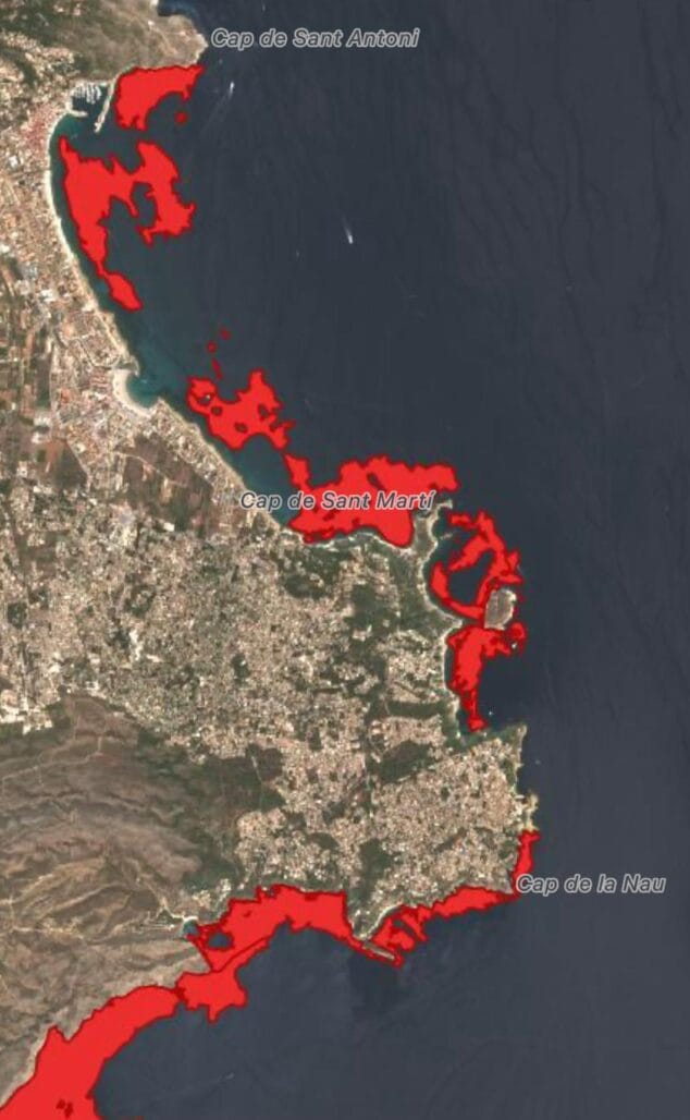 Imagen: Mapa de la App que indica las zonas protegidas