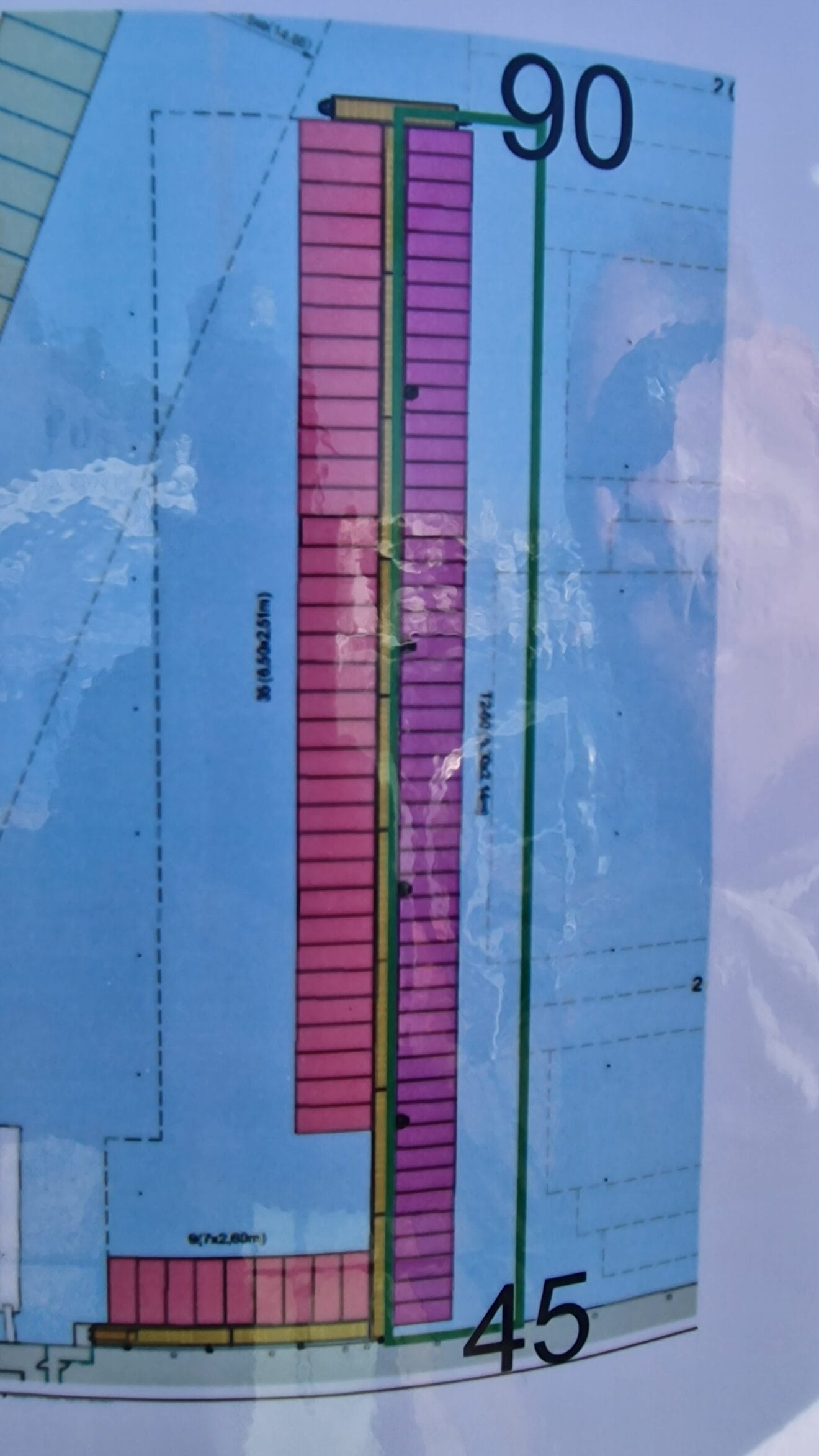 Plano de los amarres del 45 al 90 en el P-6