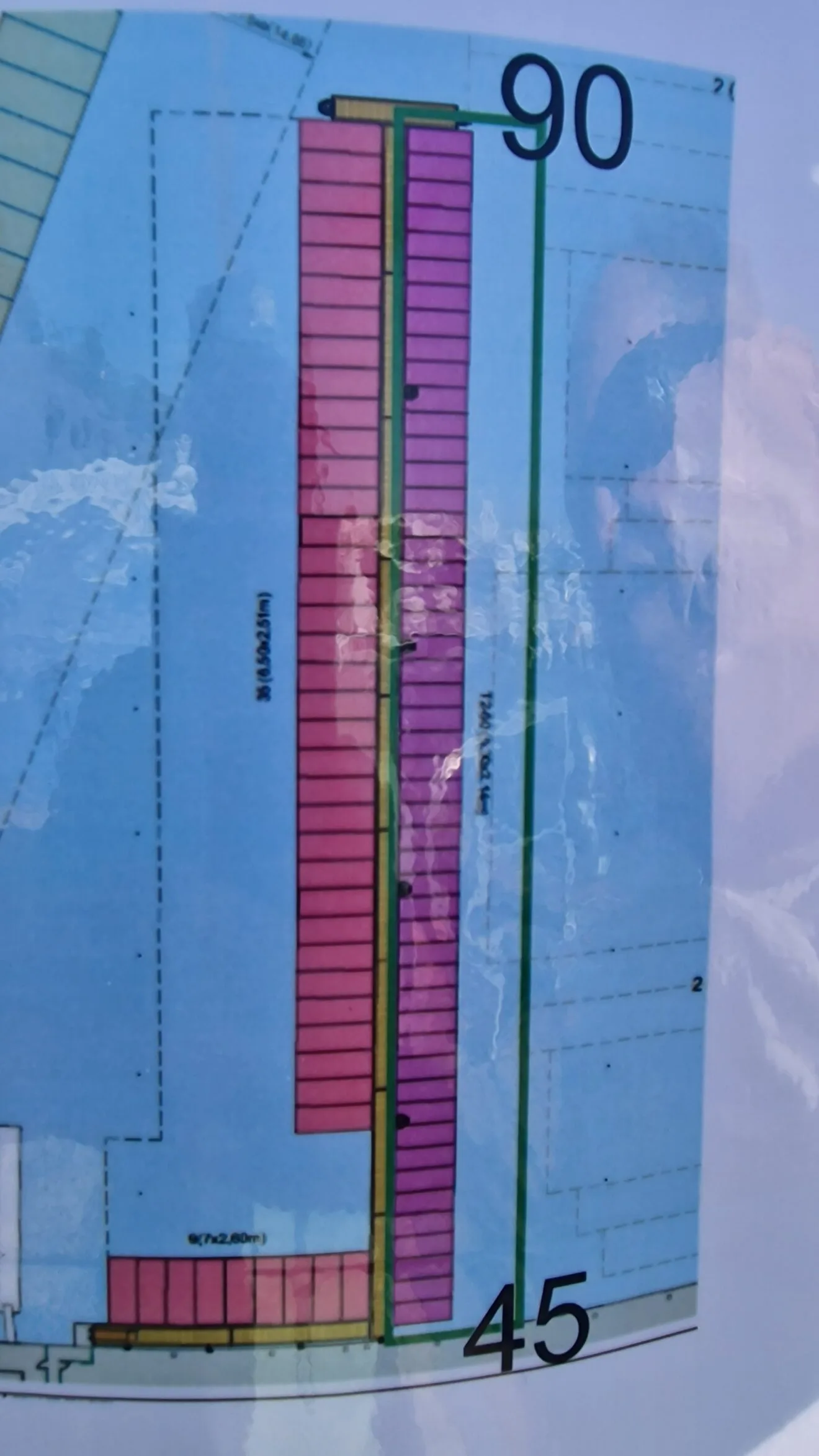Plano de los amarres del 45 al 90 en el P-6