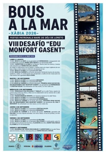 Programación taurina -Bous a la Mar Xàbia 2026