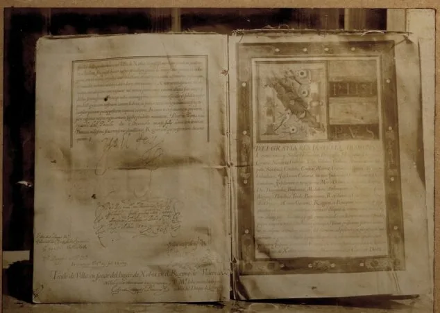 Imagen: Documento de concesión del título de Vila Real otorgado por Felipe III de Austria a Xàbia en el año 1613 | Foto AMX antes de ser destruido en 1936
