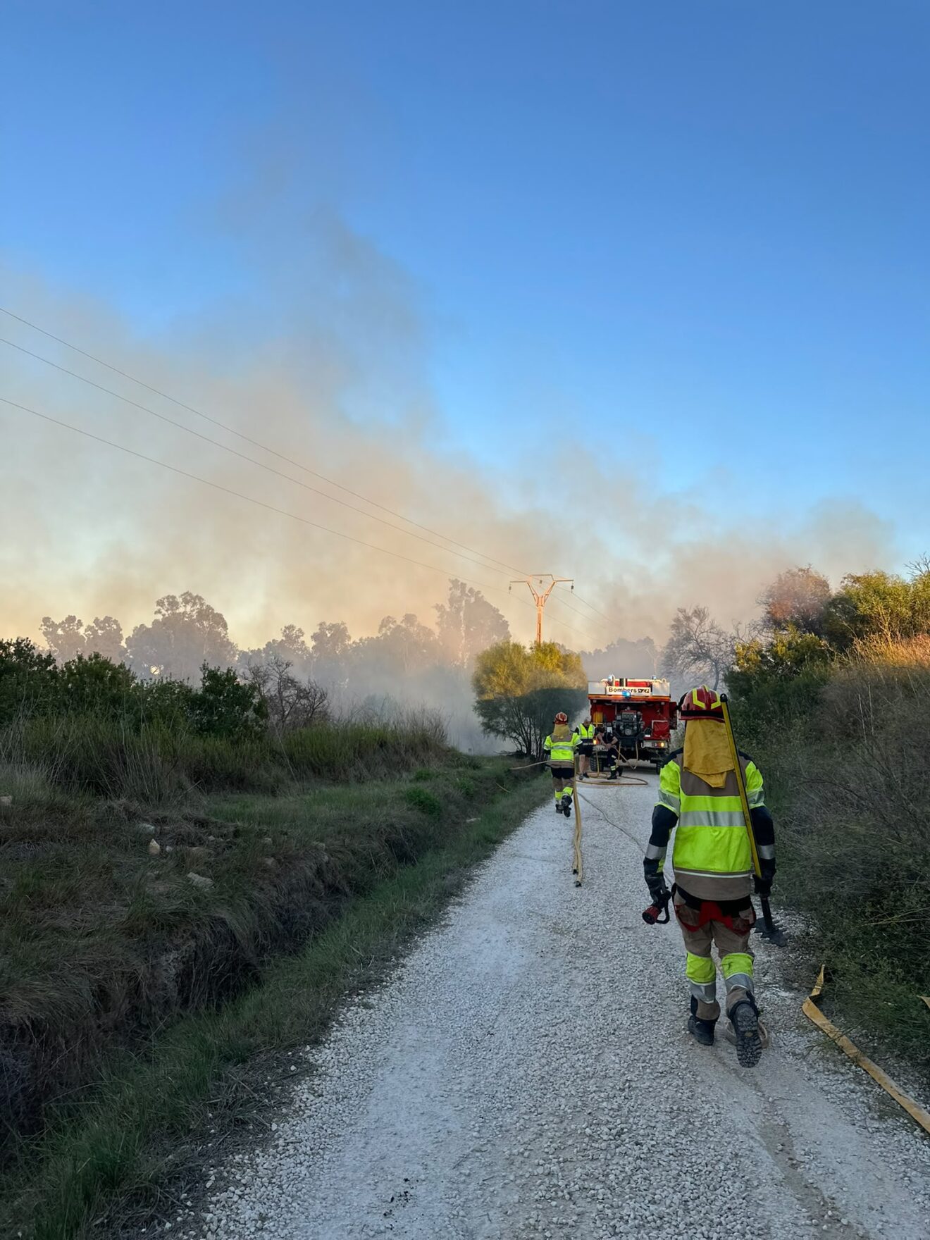 Bomberos realizando las labores de extinción (2)