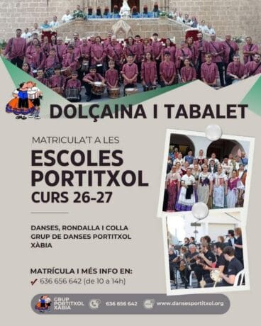 Cartel informativo de los cursos de las Escuelas Portitxol para el curso 26-27