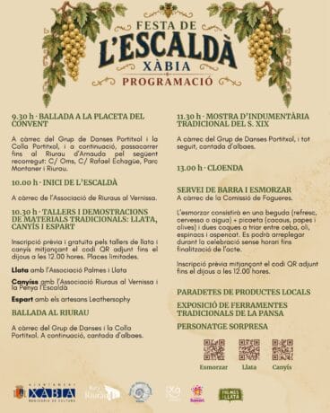 Cartel de actividades en la Festa de l’Escaldà 2026