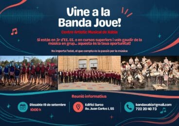 Cartel de la convocatoria para nuevos músicos a la Banda Jove de Xàbia