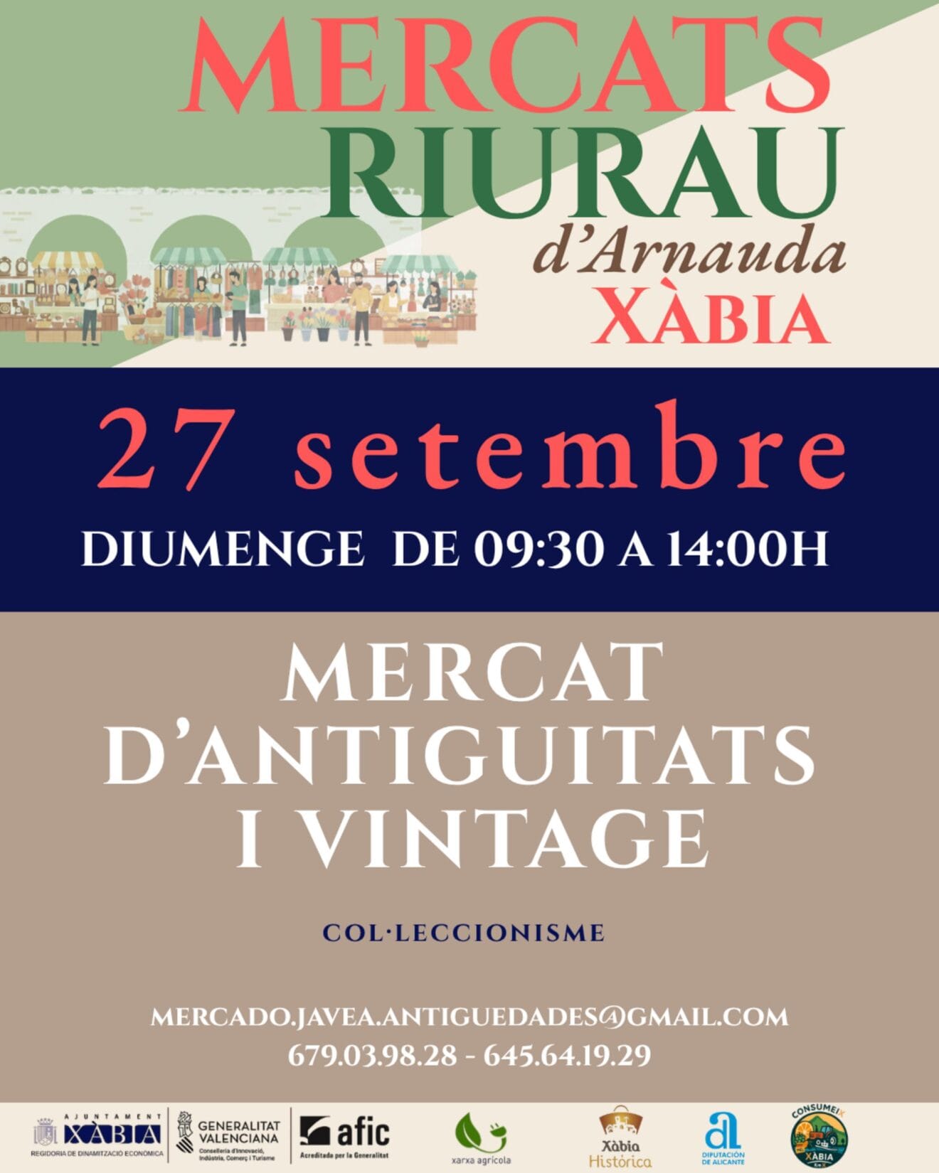 Cartel promocional del Mercat d'Antiguitats i Vintage en Xàbia