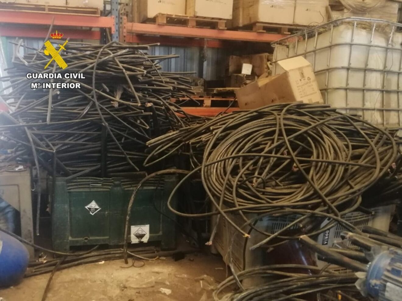 Cable de telefonía recuperado por la Guardia Civil en Jávea