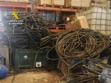 Cable de telefonía recuperado por la Guardia Civil en Jávea