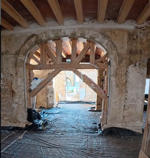 Imagen: Interior de la Casa Candelaria en obras