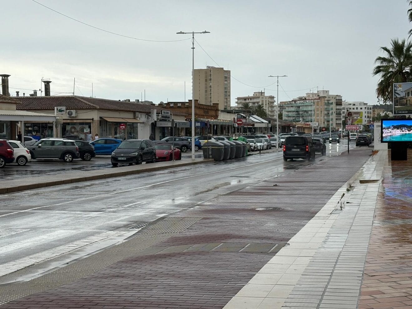 La zona del Arenal tras la lluvia