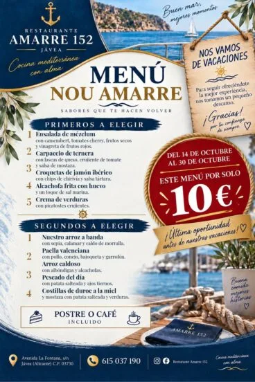 Nuevo menú de Amarre por solo 10€