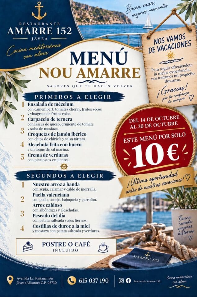 Imagen: Nuevo menú de Amarre por solo 10€