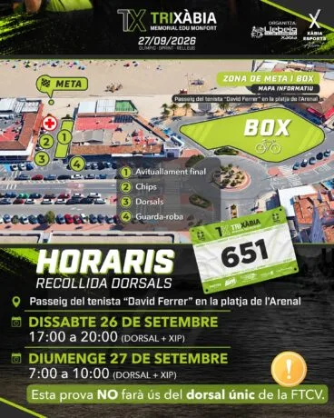 Plano de puntos de encuentro para los deportistas del Trixàbia 2026